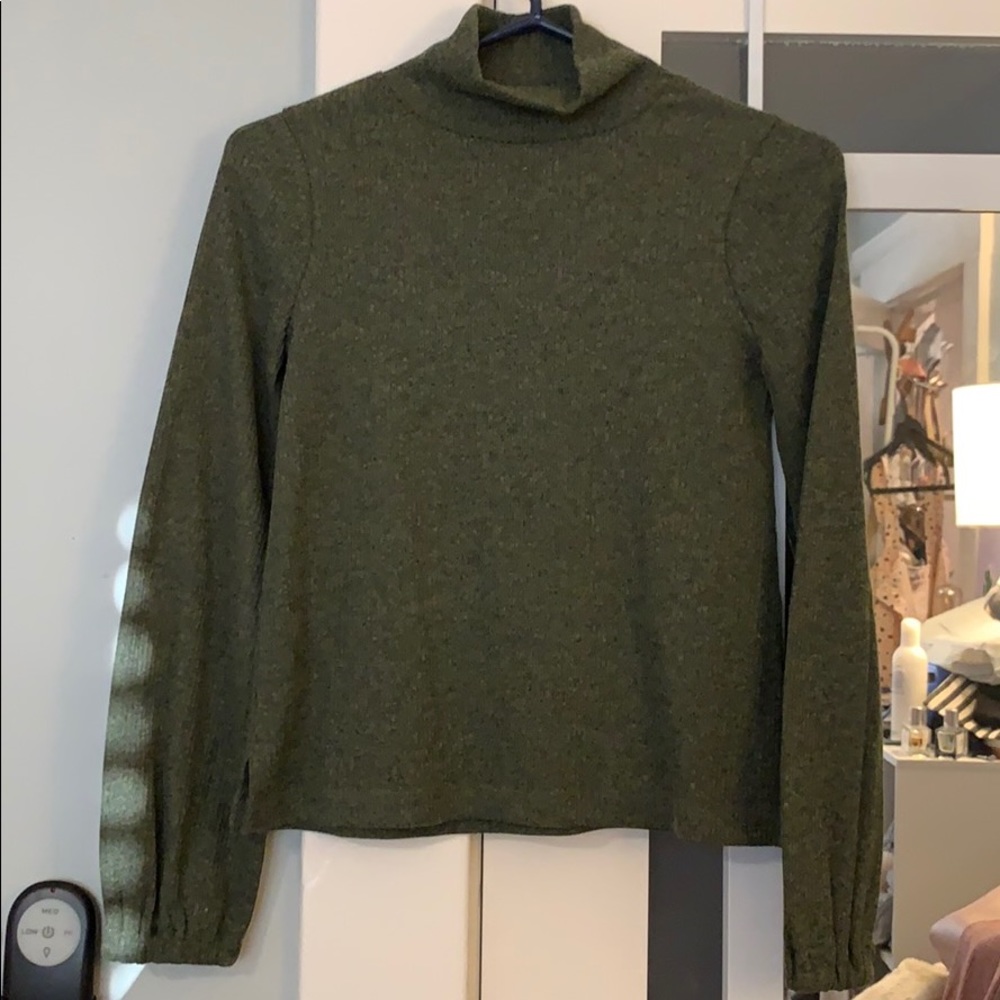 Madewell Bubble Sleeve Heathered Swing Turtle Neck